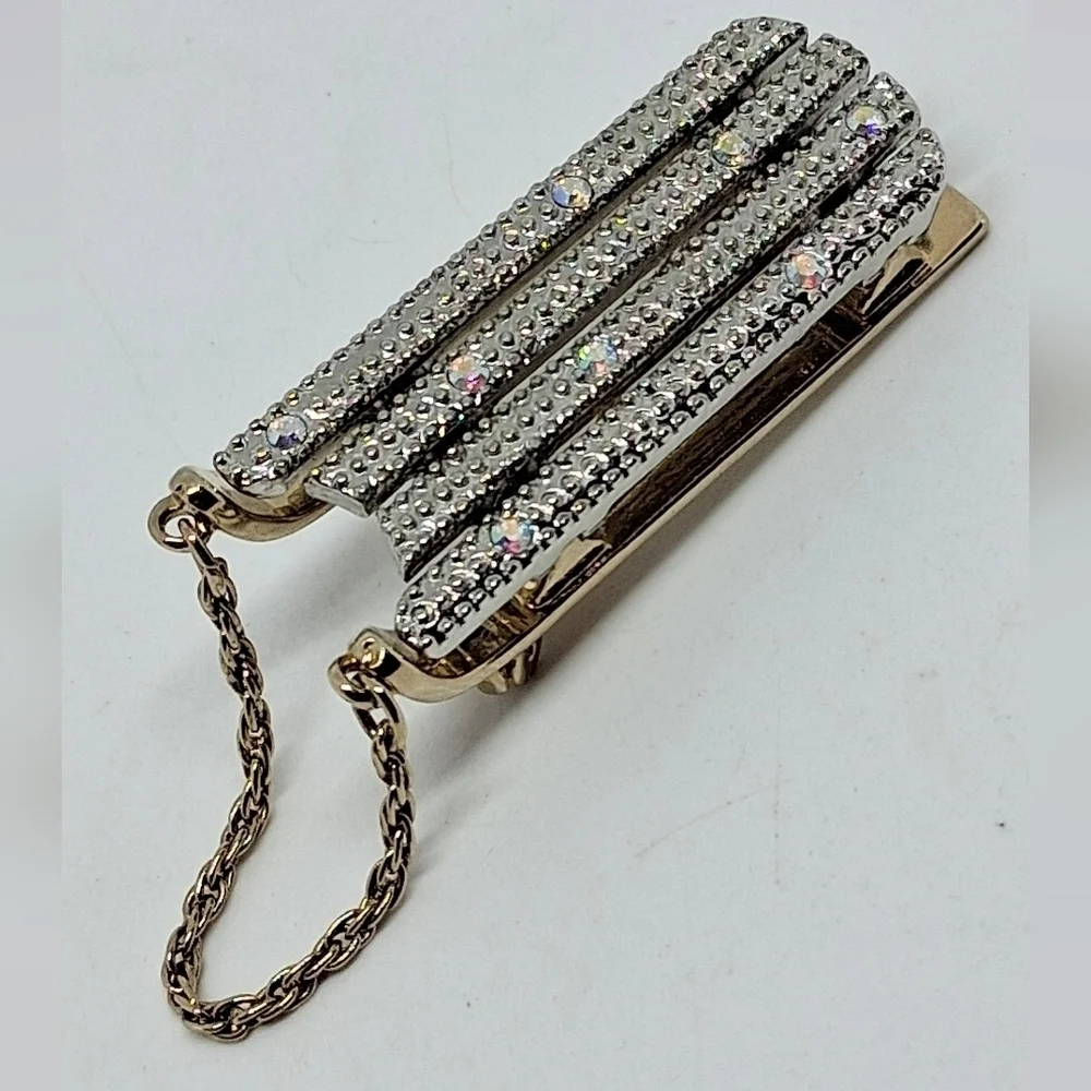 * Vintage Lady Remington Winter Sled Pin Brooch